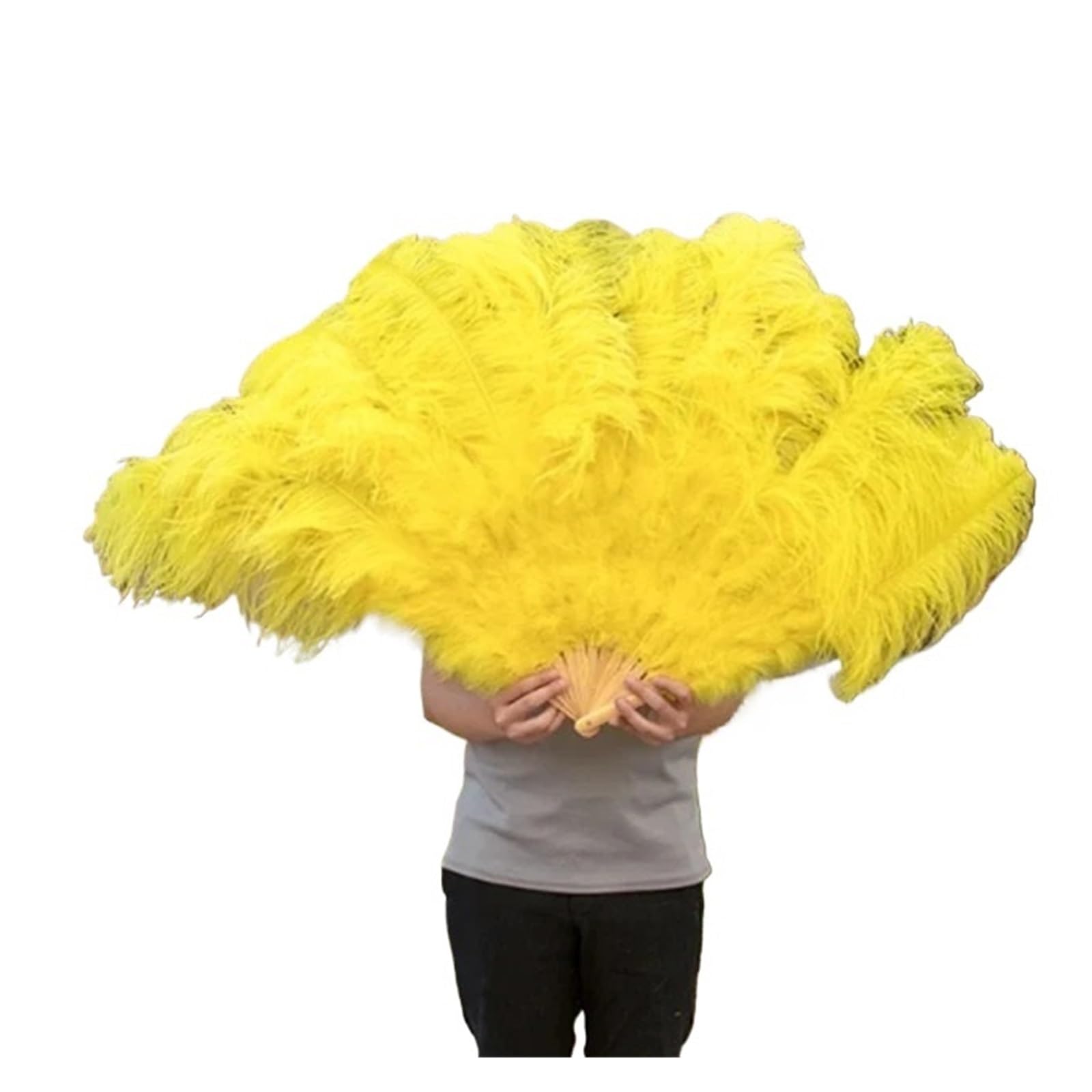 Grand éventail en plumes d'autruche véritable pour un mariage magique
