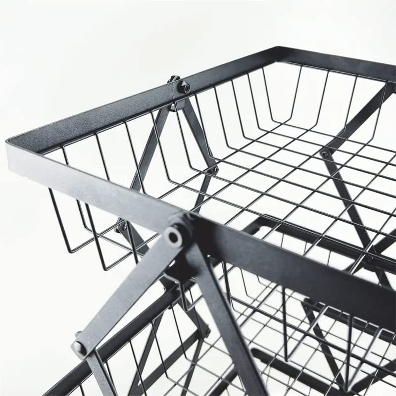 Image of KWER Collapsible Rotating Home Trolley Home Rack for Home Multi-Purpose Square Baskets for Home Items Home Accessories Items Multilayer Storage Organizer Onion Potato Rack for Home