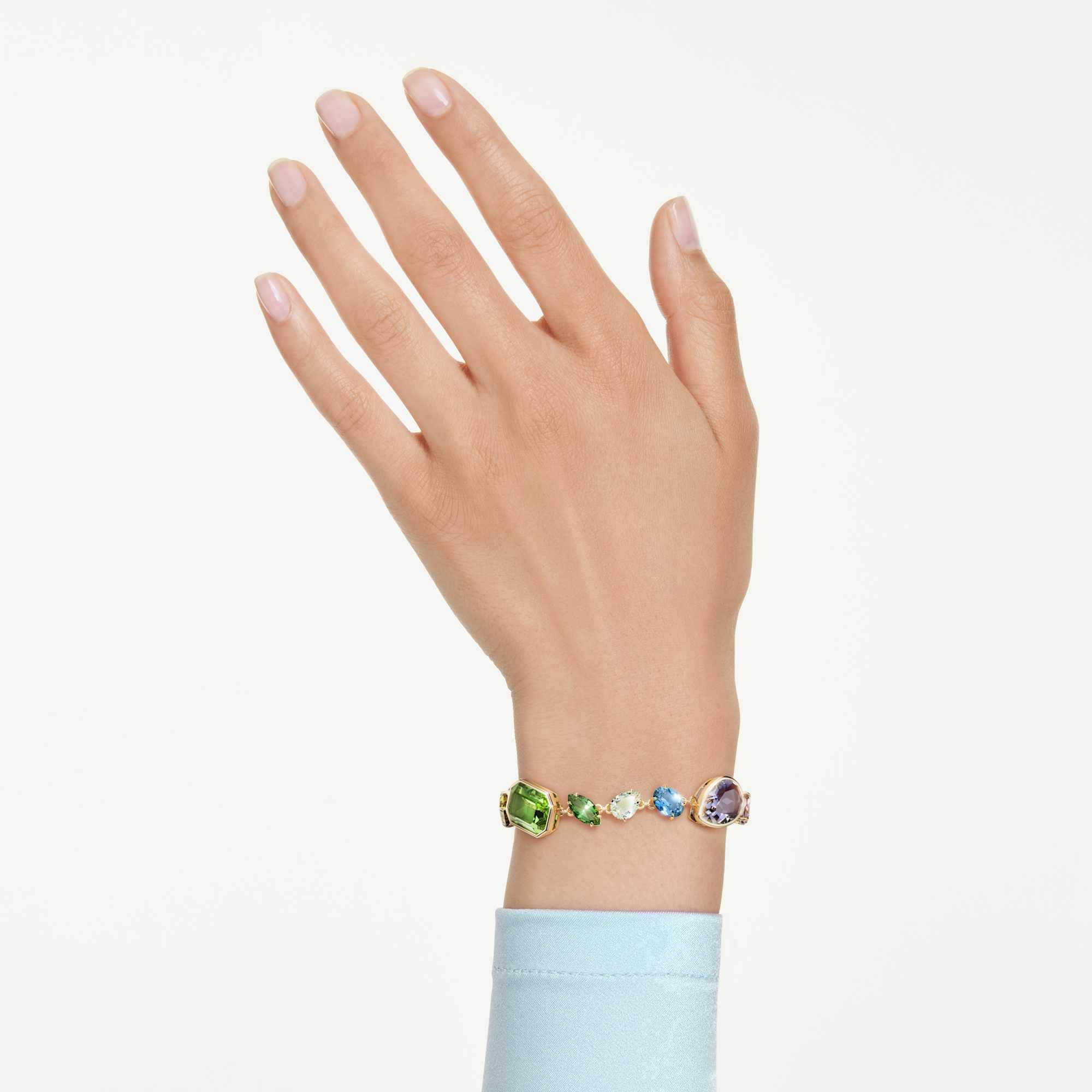 Swarovski Bransoletka Gema, Szlify różnorodne, Różnokolorowa, Powłoka w odcieniu złota