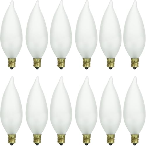 Sunlite Lámpara incandescente de 25 vatios con punta de llama de 178 lúmenes, 12 unidades disponible en Yaxa El Salvador