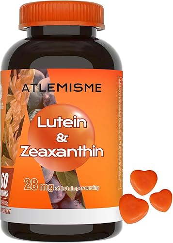 Gomitas de luteína (60 gomas). Gomitas para ojos con luteína (28.5 mg), zeaxantina y vitamina A (paquete de 30 días), sabor naranja, vegano, sin