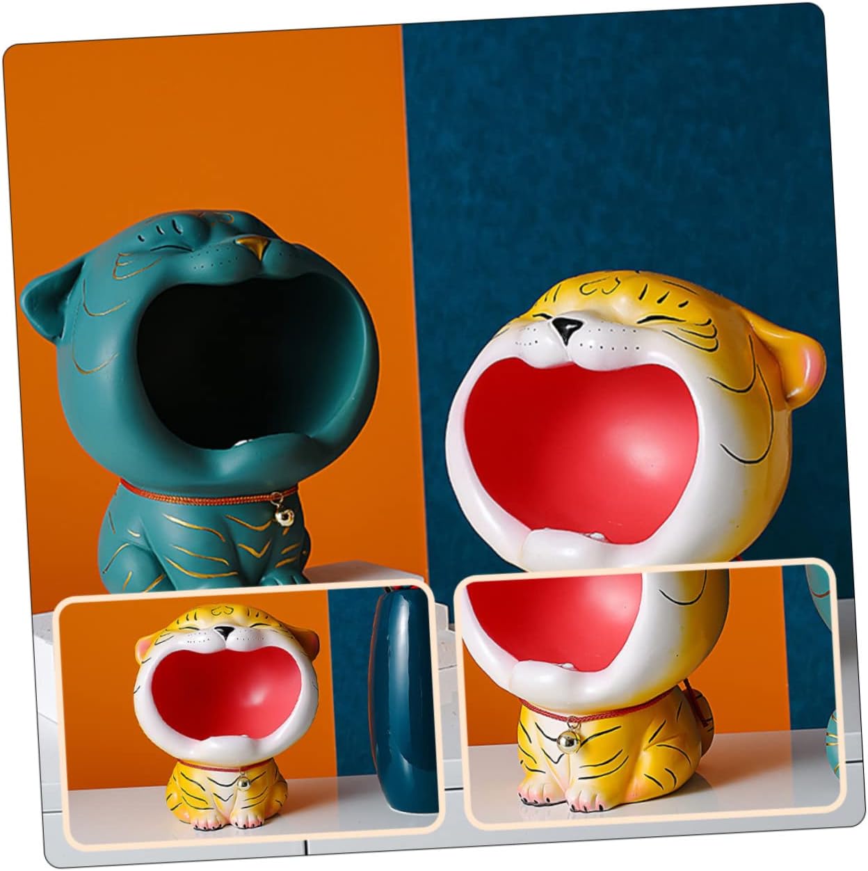 Tiger Storage Holder Lid Multifunctional Resin Decoration for Home Cute Tigers Desktop Ornament for Housewarming and Office