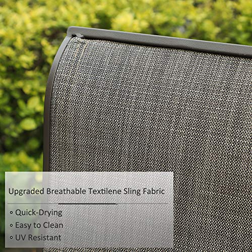 Phi Villa Patio Swivel Dining Chairs Set Of 2, Outdoor Kitchen Garden Porch Chair With Textilene Mesh Fabric, Patio Furniture Gentle Rocker Chair With Back, Brown Metal Frame #TOP2