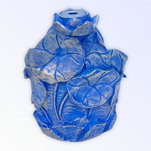 Incensário Cascata Folha Iemanjá Umbanda Azul Resina 12 cm