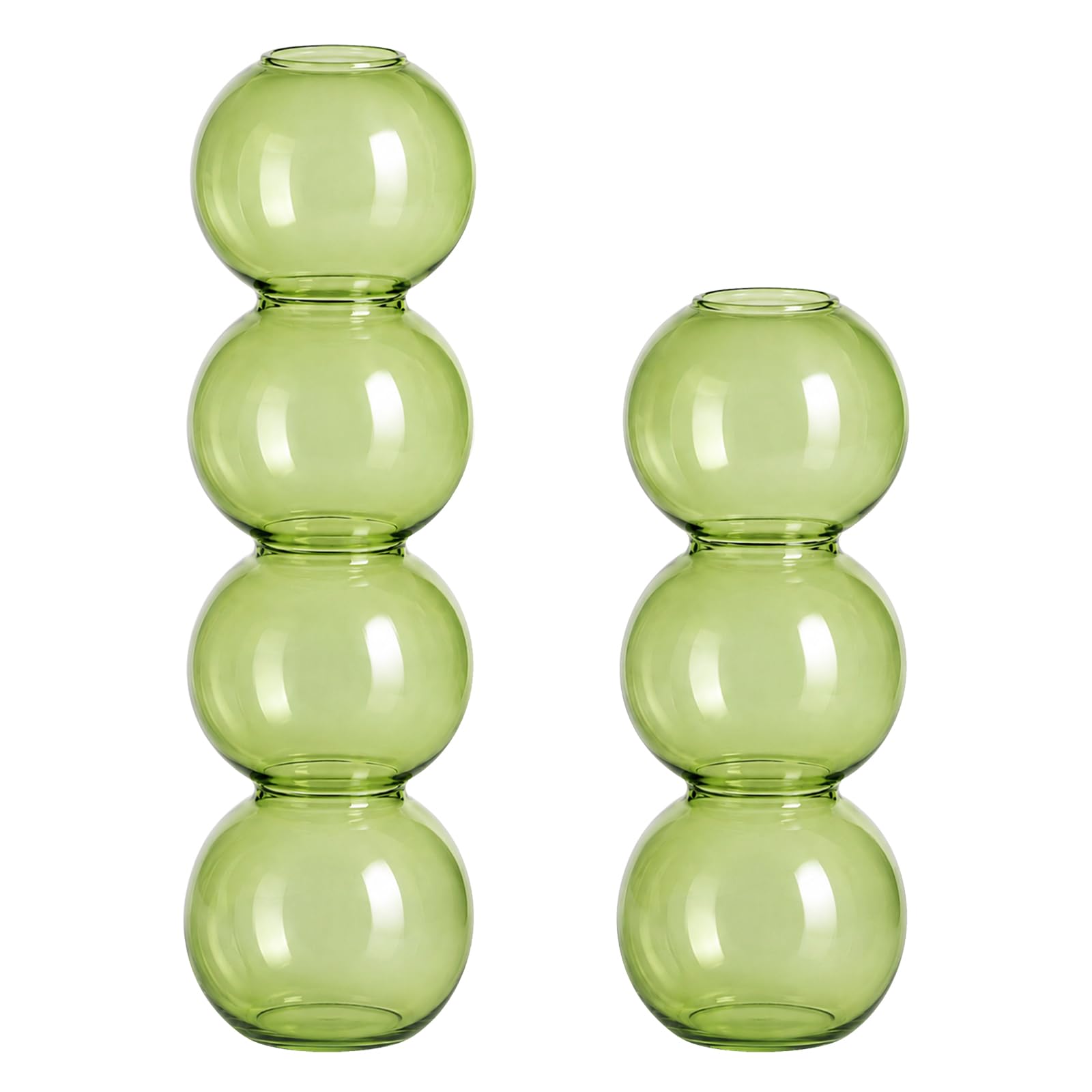 BLOMZA 2 Piece Glass Vase Set, Bubble Shaped Decorative Flower Vases for Home (Green)
