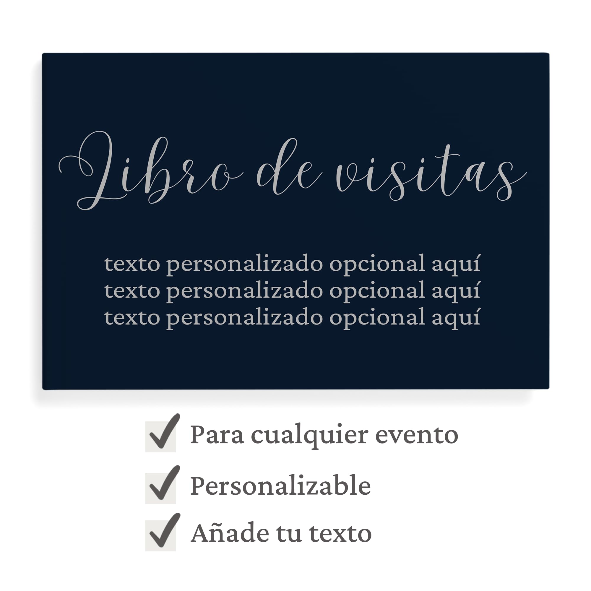 Libro de visitas personalizado – Libro de firmas para boda, cumpleaños y comunión (azul marino)