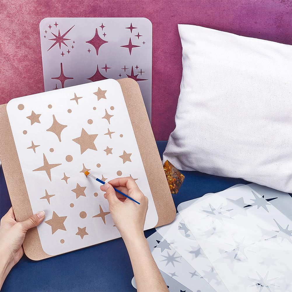 Lot De 6 Pochoirs Étoiles Scintillantes - Réutilisables Pour