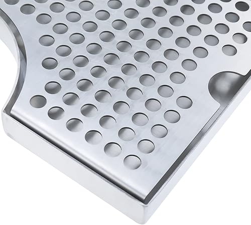 Miniatura 9 de Bandejas de goteo de cerveza de acero inoxidable recortadas para Kegerator sin montaje en superficie de drenaje, bandeja de goteo de 12 x 7 pulgadas