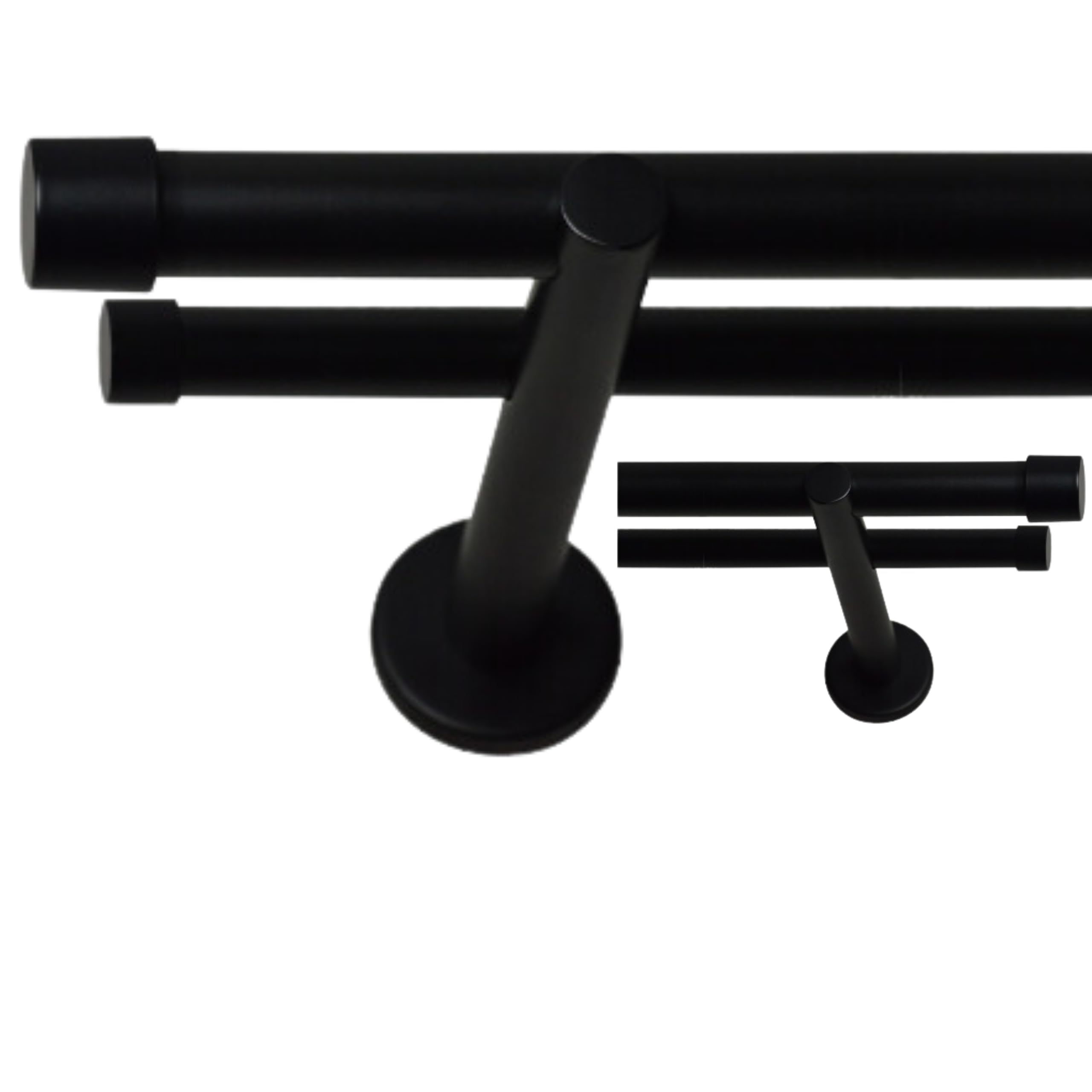 Voppi Gardinenstange 300cm aus Stahl Loft schwarz Doppel 25mm moderne Röhre für Wohnzimmer Büro Esszimmer Zimmer minimalistisch elegant