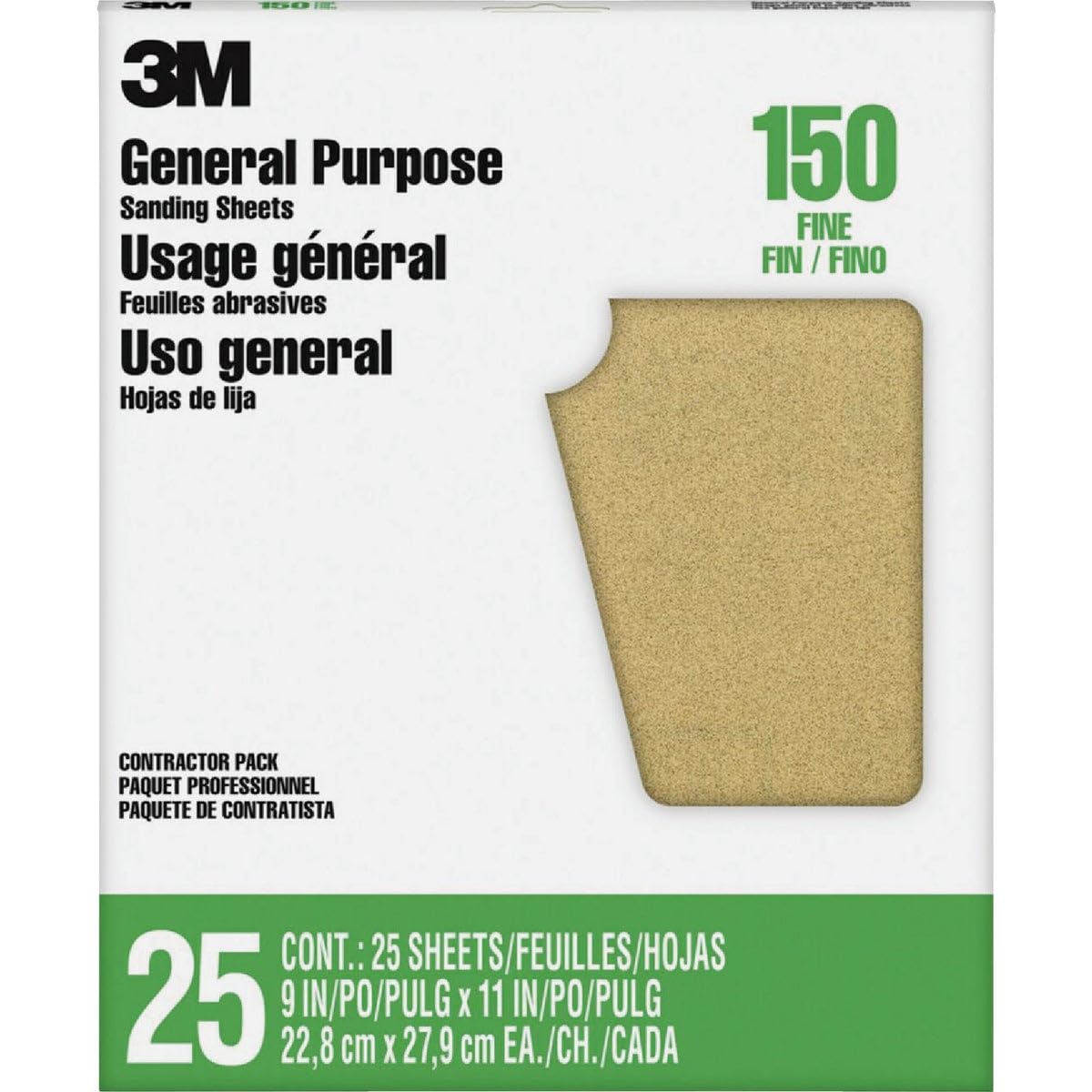 Feuille oxyde d aluminium 3M abrasive et résistante grain 150 pack de 25 - 8