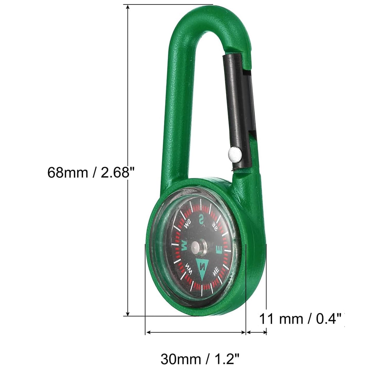 Confezione da 10 moschettoni colorati con moschettone, portatili, mini bussola, portachiavi, clip per attività all'aperto, escursionismo, campeggio, viaggi e navigazione