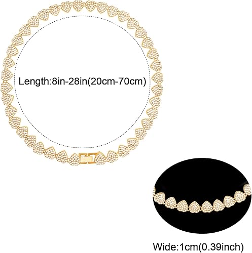 Miniatura 4 de Cadena de entrenamiento para perros con diamantes cubanos de metal con purpurina y hebilla segura en forma de corazón para perros grandes y medianos