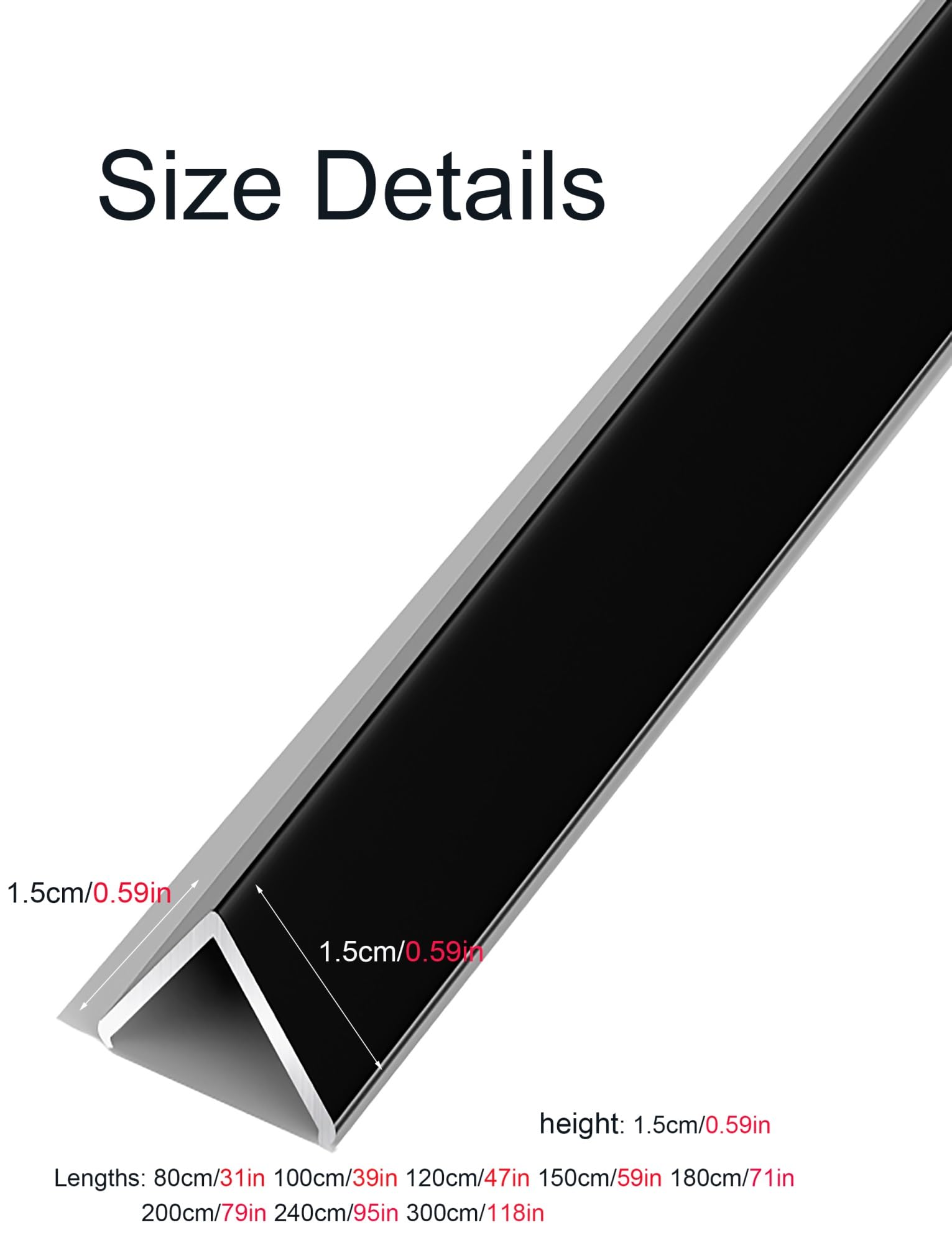 Zagęszczony ochraniacz narożników ze stopu aluminium - samoprzylepny narożnik ścienny bez dziurkowania do domu i biura(Black,100cm)