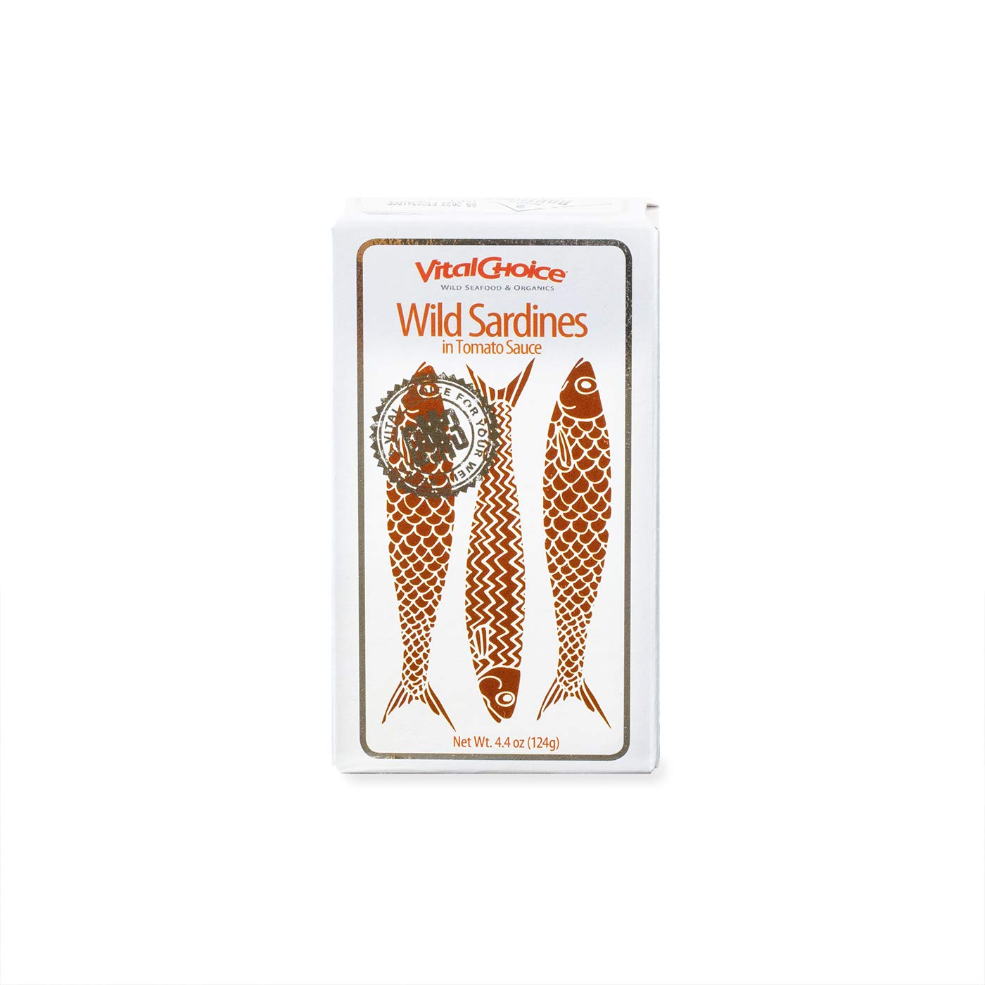 Vital Choice Wild Sardines in Organic tomato Sauce, Sustainably Caught Tinned Fish, Edible Skin & Bones, Source of Omega-3, Protein, Vitamin D, Ready to Eat, 4.4-Oz Cans, Pack of 6