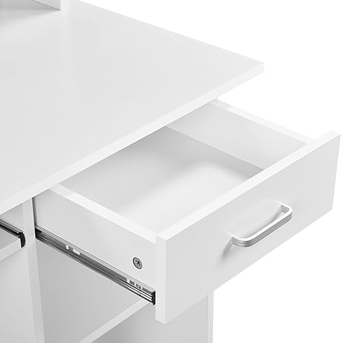 Miniatura 8 de Yaheetech Escritorio de madera para computadora de oficina en casa con bandeja para teclado y cajones, mesa de escritura para estudiantes con