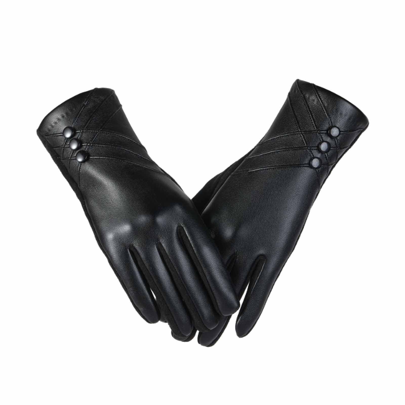 Winter Leather Gloves for Women Touchscreen Texting Gloves Wool Fleece Lined Driving Glove Windproof Cycling Glove