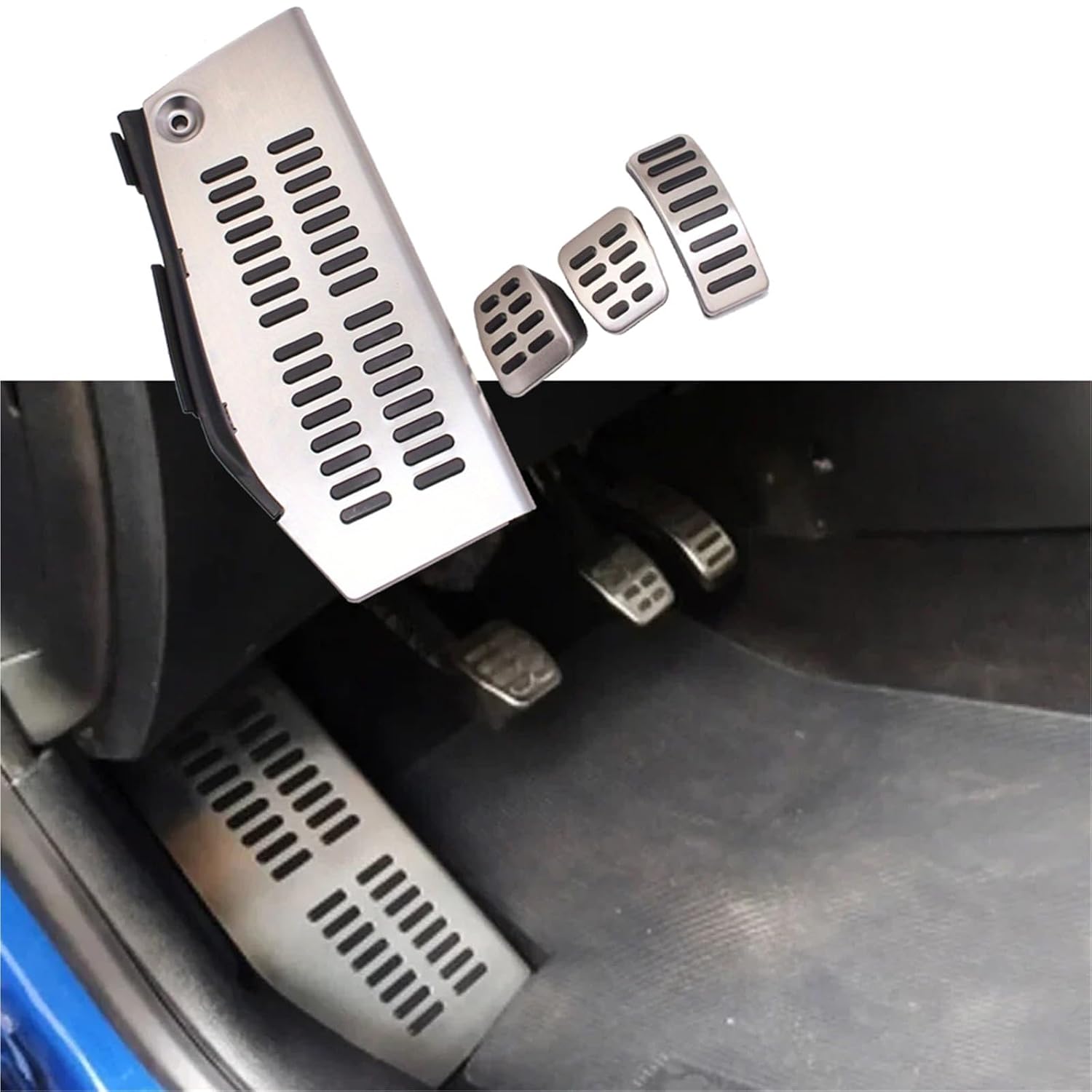 LHD Car Pedals Fit for VW Polo VW Golf 4 Bora Beetle RSi GTI R32 for Audi A3 8l Seat Stainless Steel Dead Pedal Foot Rest(AT 2PCS)