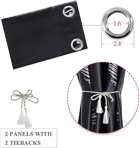 Miniatura 7 de Estelar Textiler Cortina opaca negra para puerta corrediza de cristal, 80 pulgadas de ancho x 84 pulgadas de largo, con aislamiento térmico, diseño