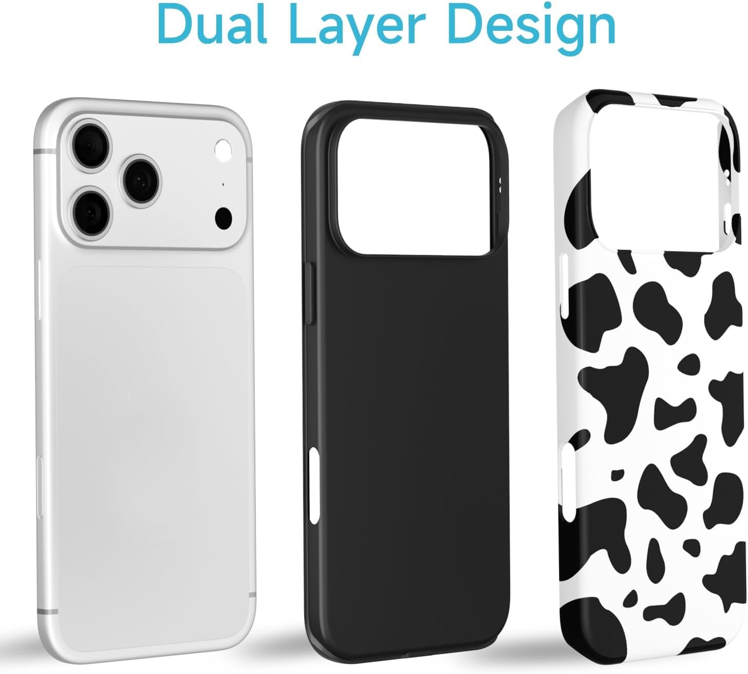 for iPhone 17 Pro Max Case Cow Print, Girly Cute Cow Pattern Phone Case for Women Girls, Thin Slim Hard Shell Plastic Phone Cover, Luxury Aesthetic Trendy Retro Chic Animal Print Design, Black - Image 3
