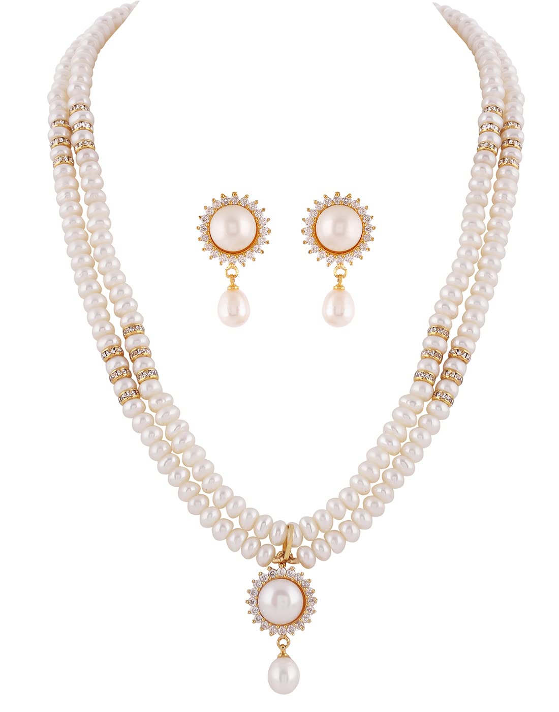 HYDERABAD JEWELS Womens Real Natural Hyderabadi Pearls Set with Pearls Certificate (Double Line) (B09Y3BFJJG) Amazon Price History, Amazon Price Tracker