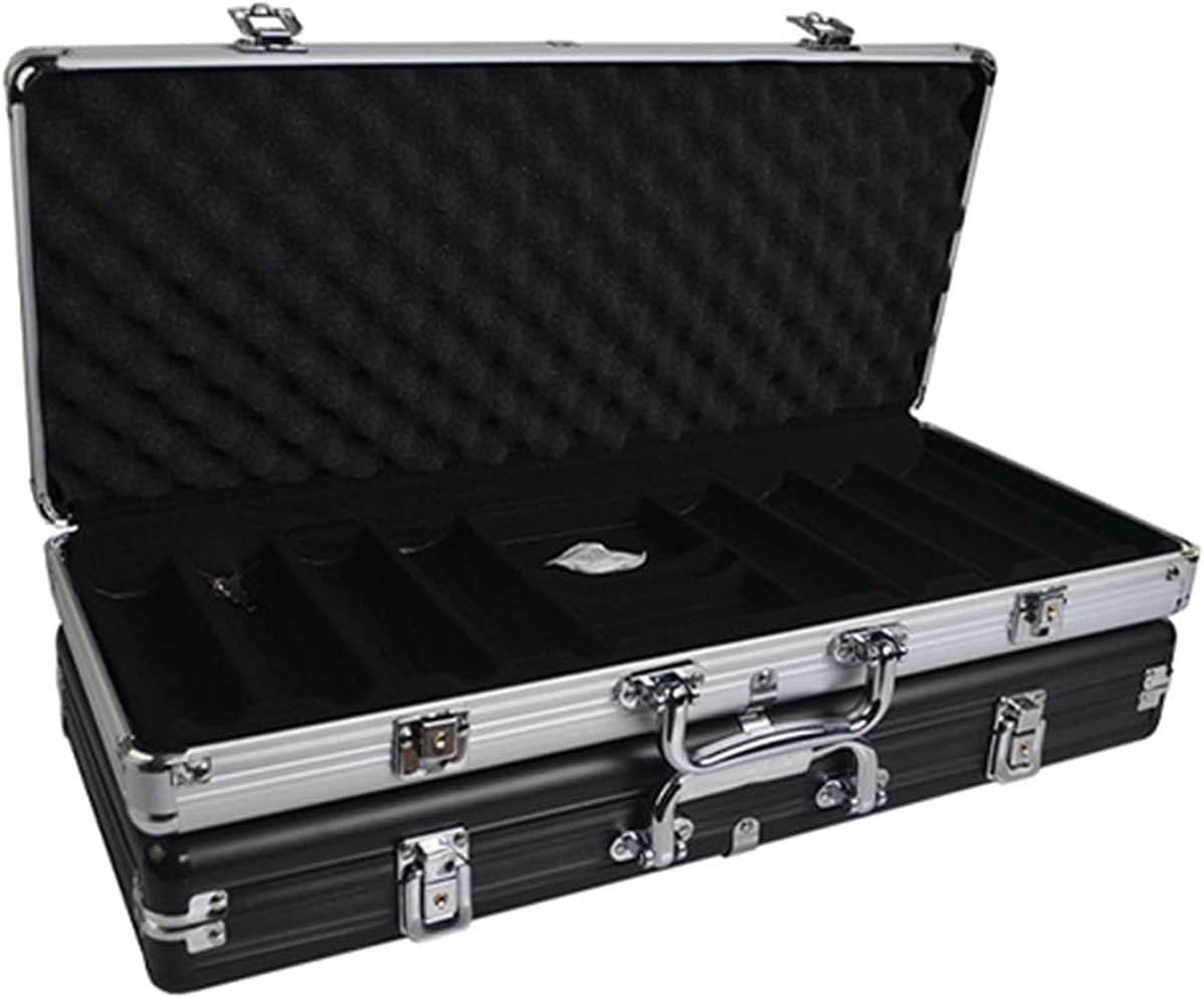 500 PCS Poker Chips Set, 14 Gram Casino Games Chips, Poker Set Texas Holdem Blackjack Poker Chips with Silver Aluminum Box, Dealer Button for Casino Games at Home ( Size : Silver Aluminum Box )