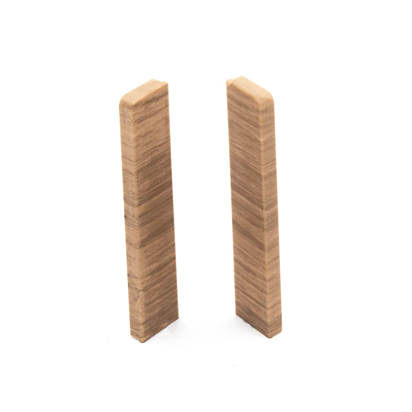 MasterLine 80mm Plastic Skirting Board End Caps (Pair) - Light Coffee
