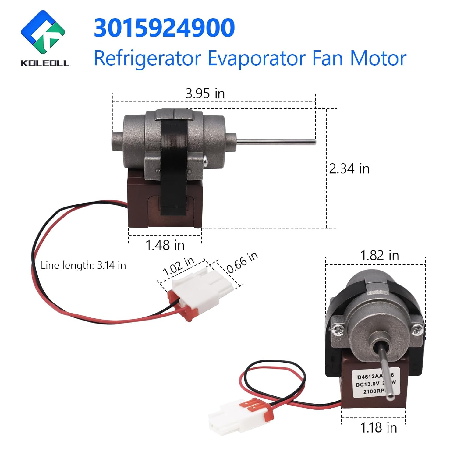 3015924900 Refrigerator Evaporator Fan Motor Compatible with Kenmore Replace D4612AAA36,11173027711, 11173022120