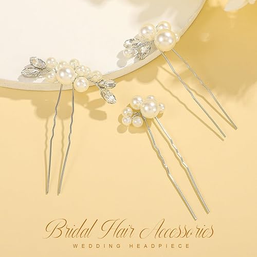 Miniatura 2 de Heread Pearl Bride - Horquillas para el pelo de boda, accesorios para el cabello para mujeres y niñas (paquete de 3) (dorado)