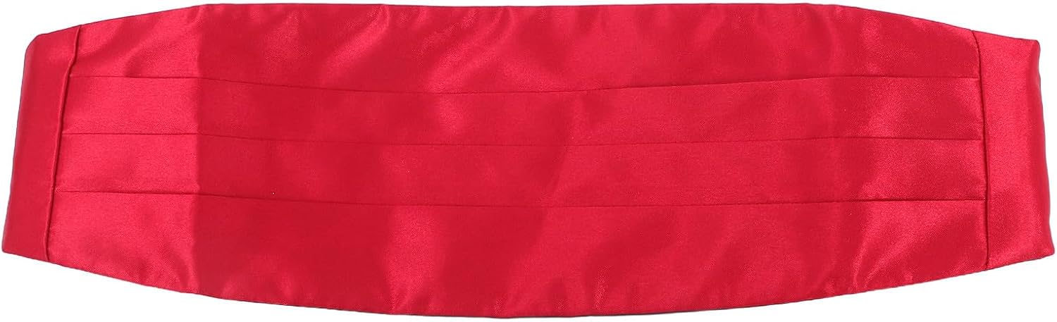 Adjustable Satin Cummerbund for Men, Red Formal Tuxedo Waistband