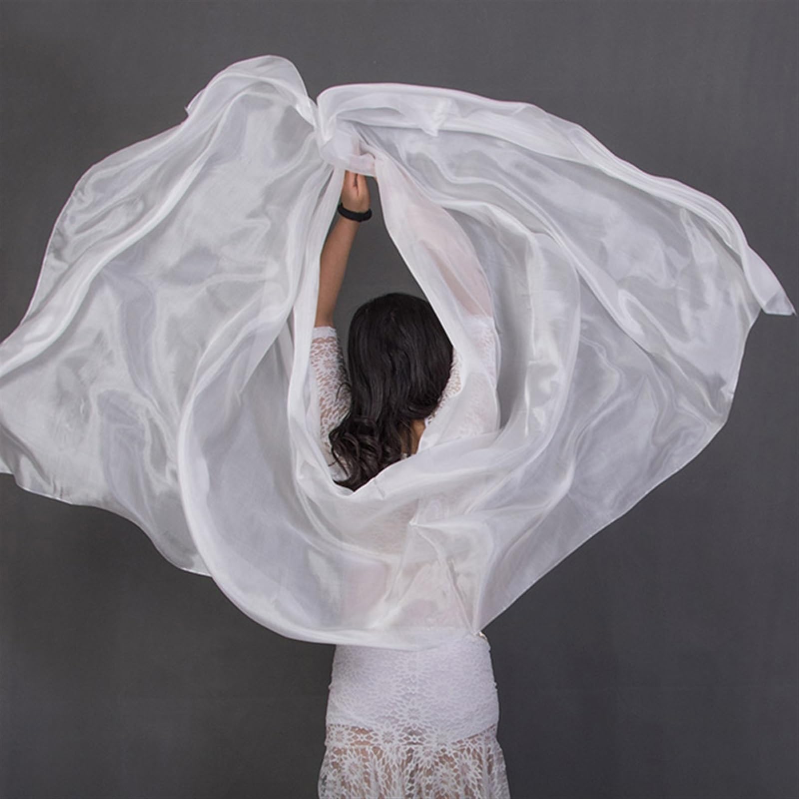 Velo de seda para danza del vientre 100% seda Performance Dance Color sólido Textura ligera velo chales mujeres bufanda disfraces accesorios velos danza del vientre 250 cm x 110 cm. Velos de seda para