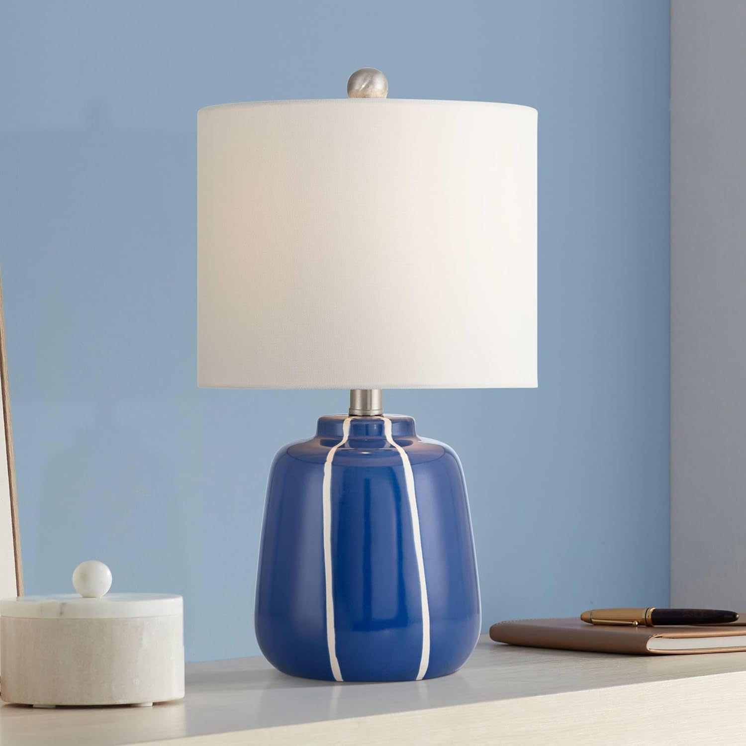 360 Lighting Quinn 18" High Blue and White Ceramic Table Lamp