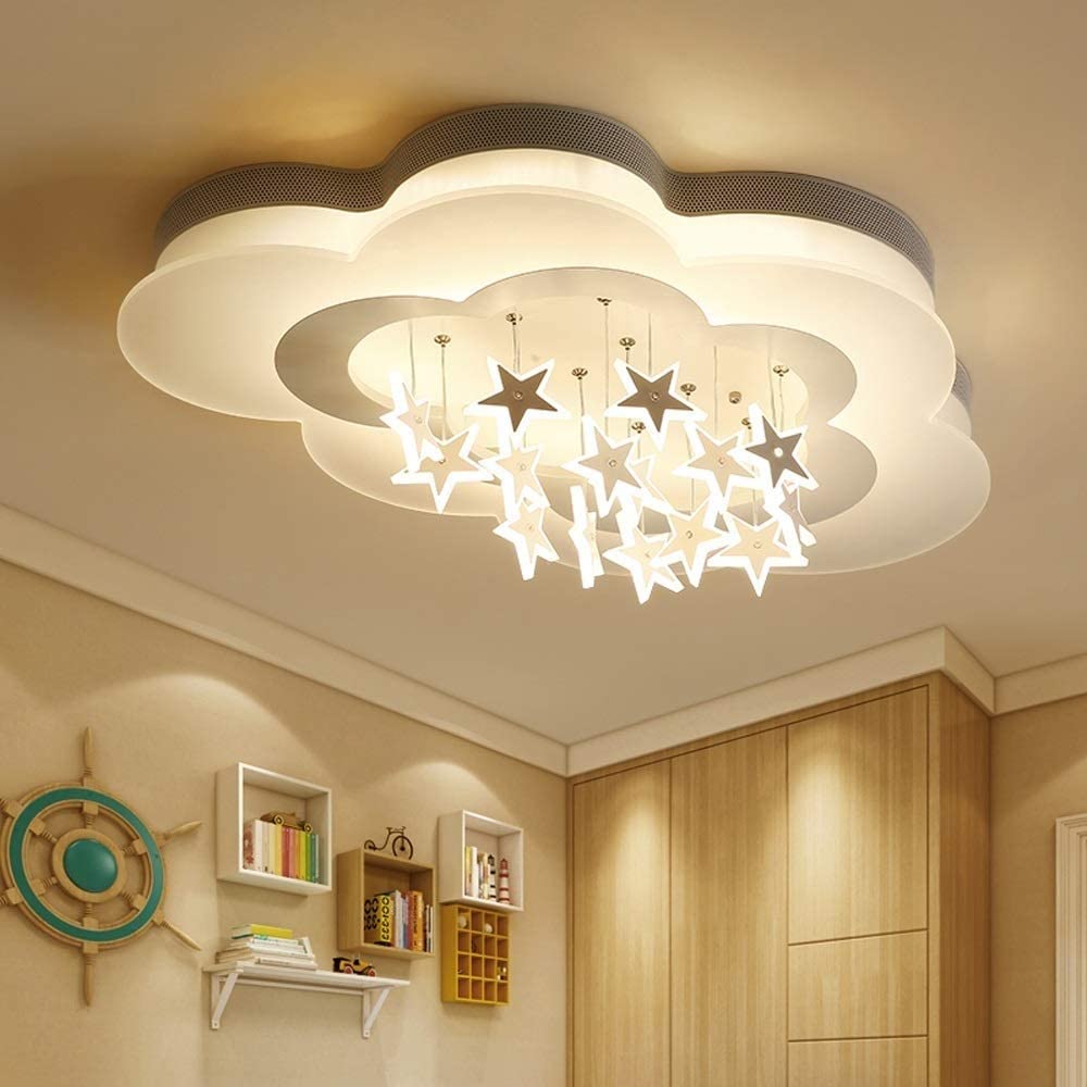 SYAXVOM Chandeliers Close to Ceiling hts Clouds Stars LED ht Nordic Cartoon Pendant Lamp Children's Room Lovely Chandelier hting Fixtures for Bedroom Girls Boy's Playgrou