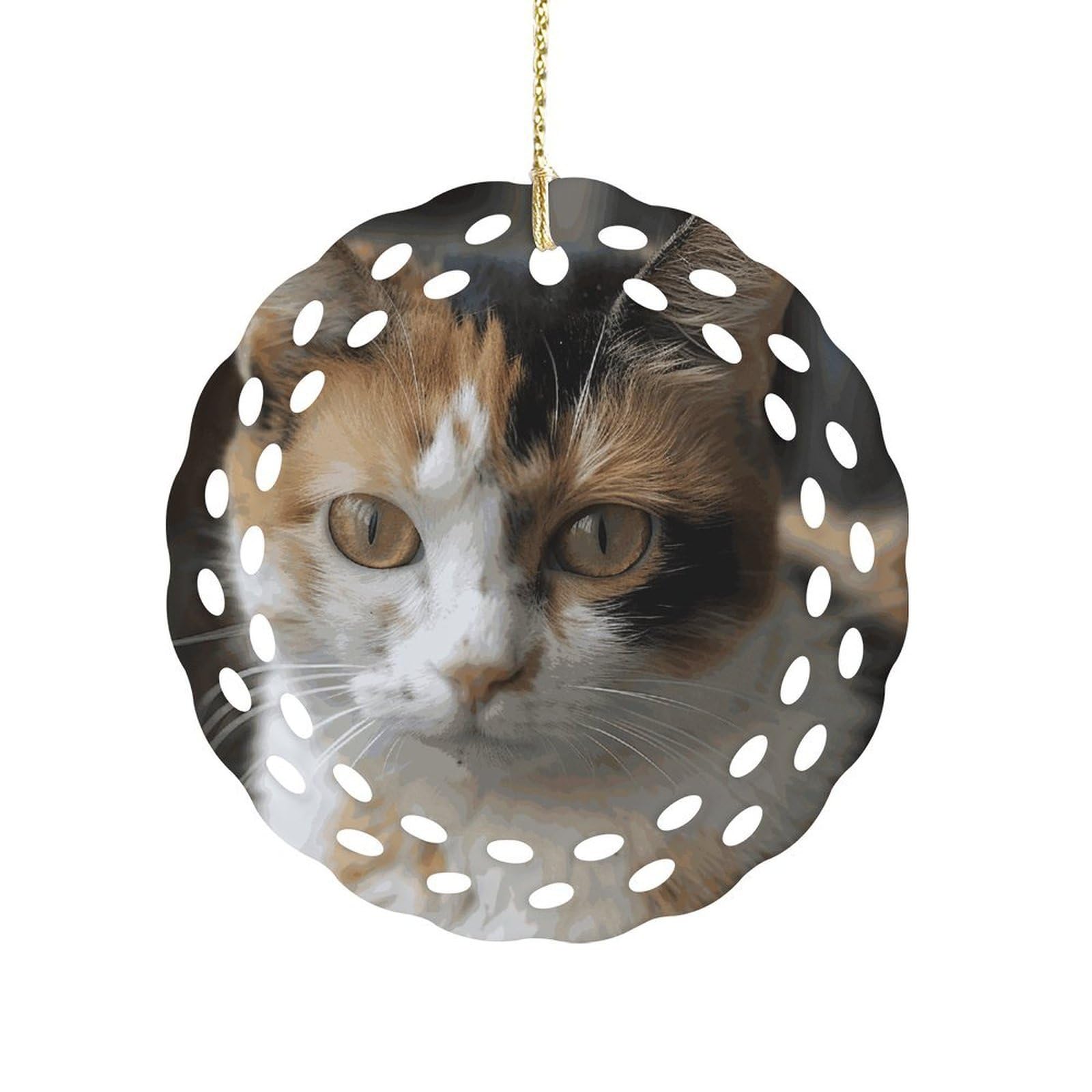 Btcowzrv Style A Cat Ceramic Ornament,Round Ornaments With Hole Easy To Hang,Hanging Ornament For Wedding Party Home Window Garden Christmas Day Decor
