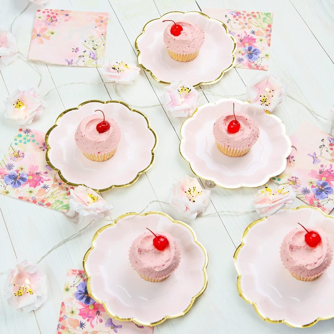 Talking Tables 240 x Pink Floral Cocktail Napkins, Disposable Quality Serviettes, Table Party Decorations Mother's Day, Afternoon Tea Birthday, Wedding Bridal or Baby Shower 3ply 5.5’
