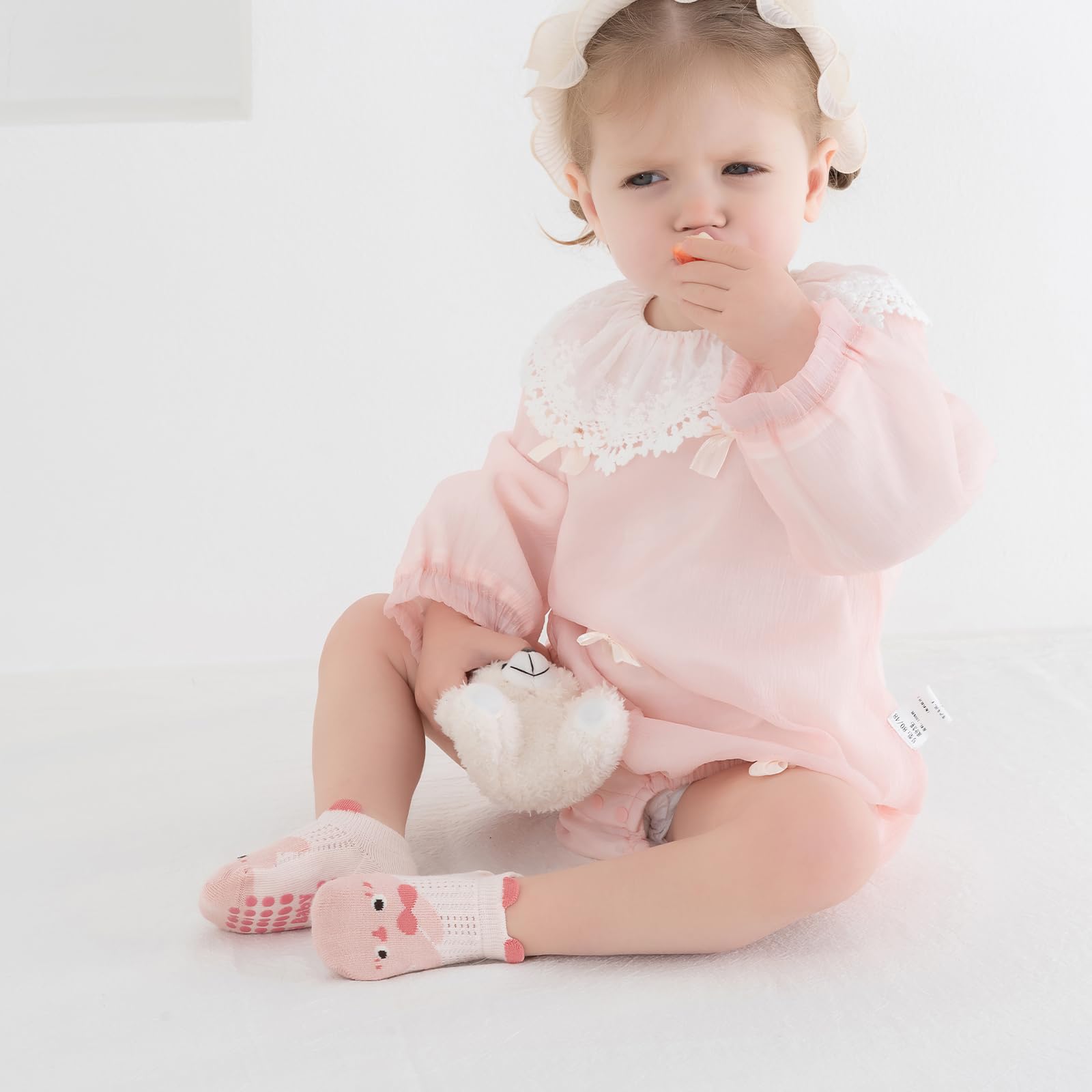 Baby Non-slip Ankle Socks with Grip, Cotton, Breathable, for Babies, Boys, Girls, 5 Pairs of Multicoloured — view 3