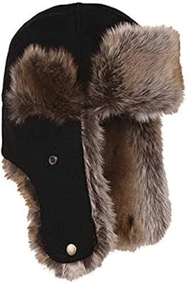 Stormy Kromer Northwoods Trapper Hat - Insulated Wool Winter Hat with Ear Flaps Black