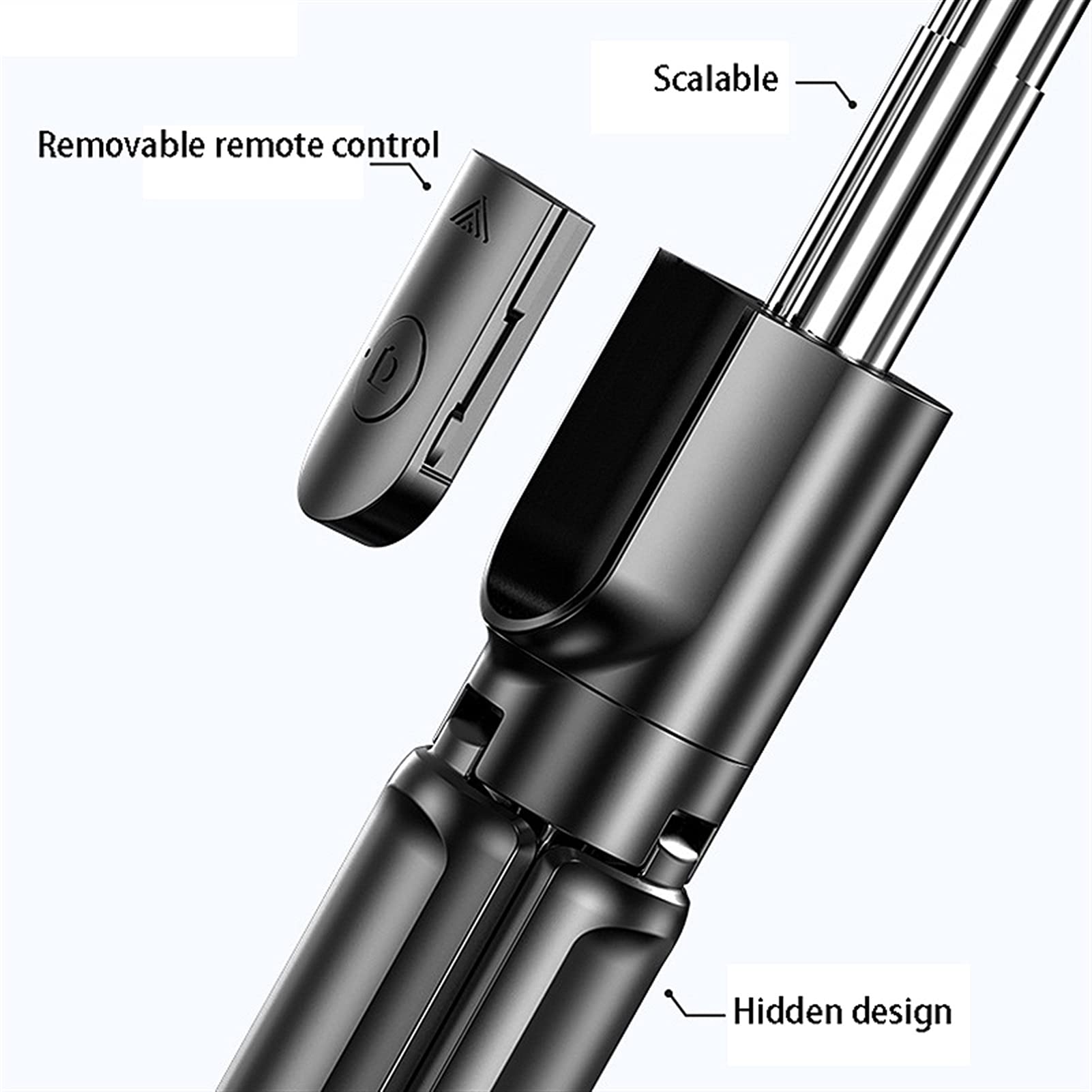 SCRUBY 3 in 1 Bluetooth Selfie Stick Pieghevole Palmare Monopiede Otturatore Remoto Estensibile