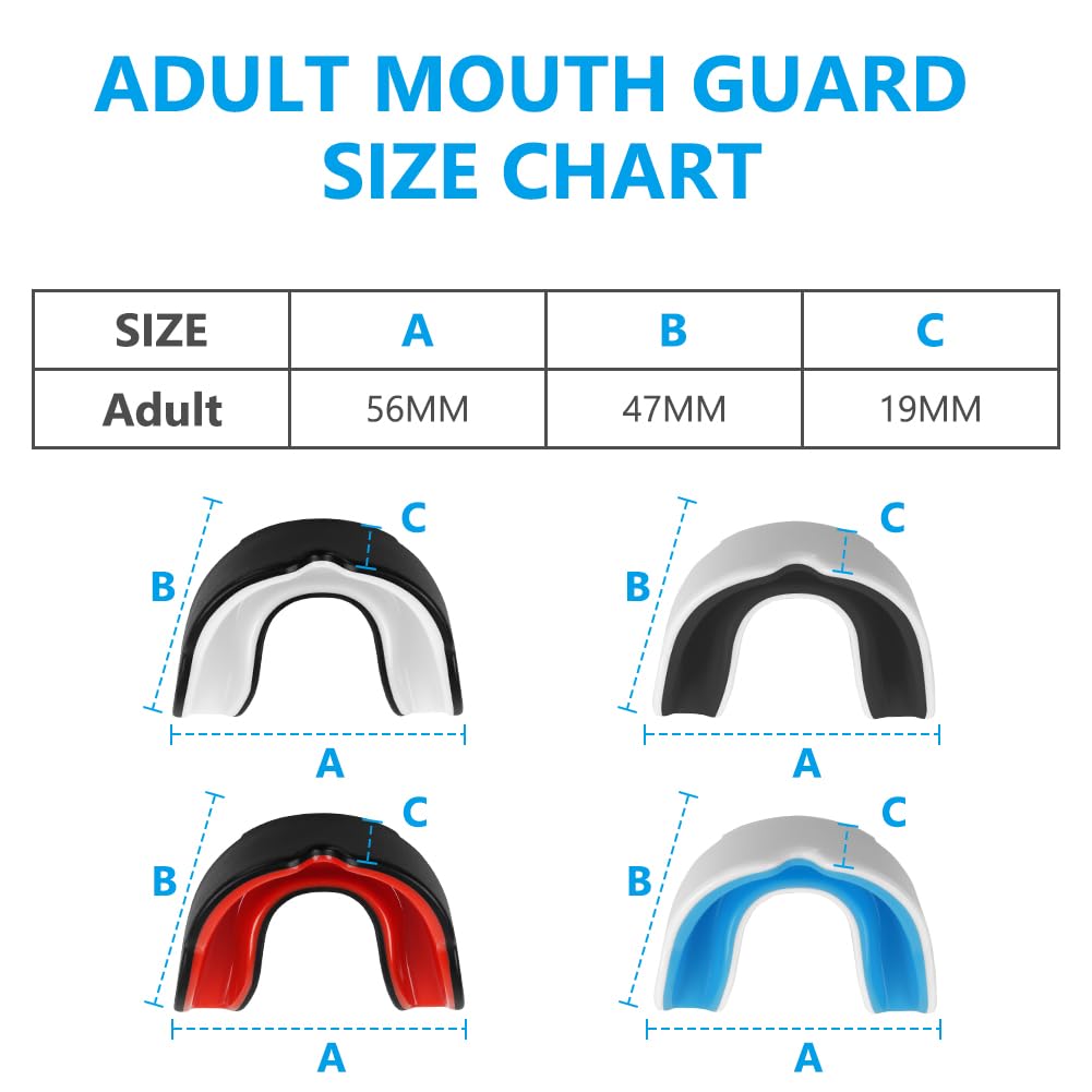 Flintronic Paradenti per Adulti e Bambini - 4 Pezzi Sportivo Professionale Slim per Rugby, Boxe, Kick Boxing, Arti Marziali, Hockey, Arti Marziali Miste, Taekwondo