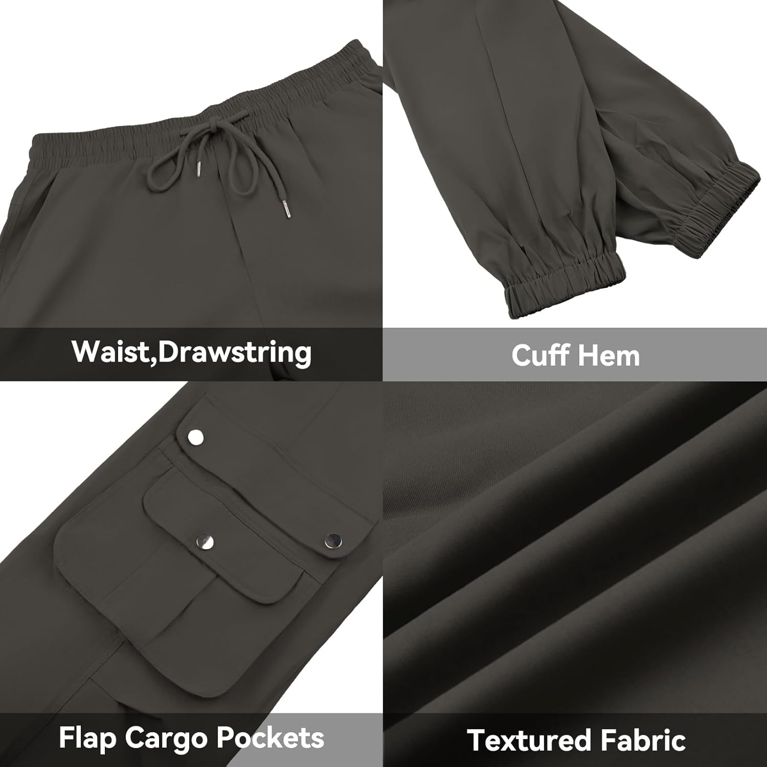 Men's Casual Cargo Pants Drawstring Hiking Pants Workout Tactical Joggers Sweatpants for Men - Image 5