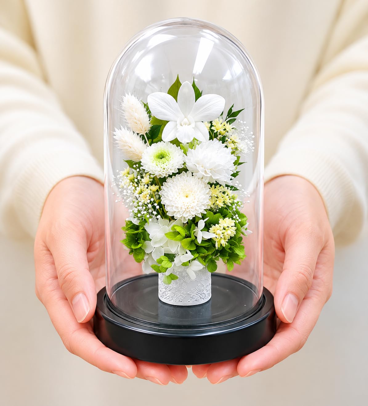 Amazon｜プリザーブドフラワー 仏花 仏壇用 ドーム お盆 菊 小菊