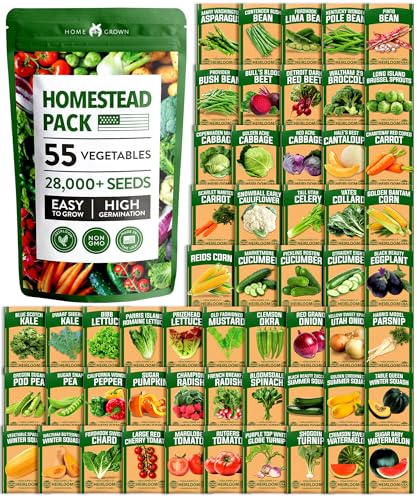 HOME GROWN 𝗨𝗦𝗔 𝗣𝗥𝗘𝗠𝗜𝗨𝗠 55 Vegetable Seeds Pack 28,000+ Non-GMO He...