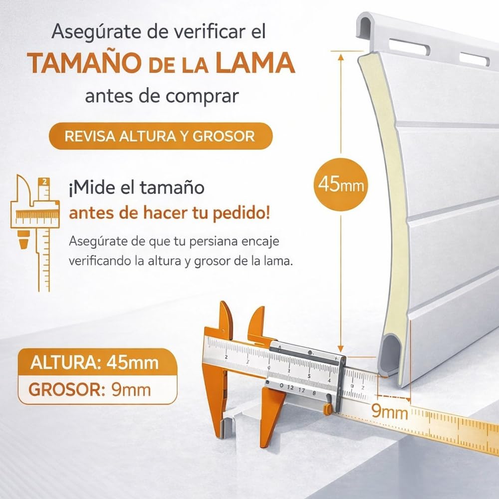 Persiana Enrollable de Aluminio | Lama Curva 45mm | Corte a Medida | Pertoni Tende (Alto 150cm x 120cm Ancho)