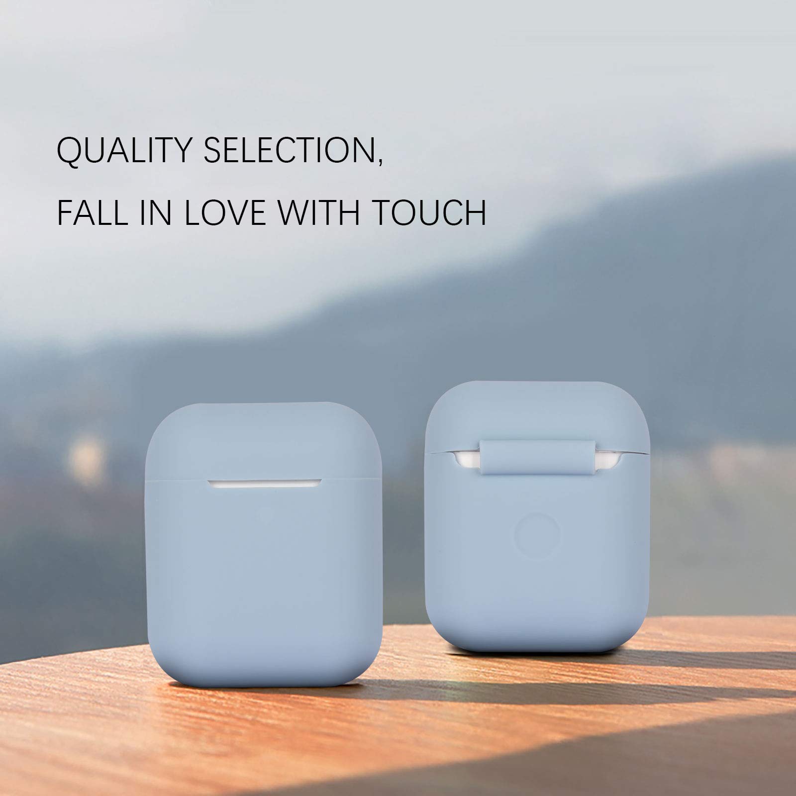 Silicona Compatible con AirPods 2, Fundas Protectora de Silicona para AirPods 2, LED Frontal Visible, Soporta Carga inalámbrica, sin Mosquetón, Denim Blue - 4