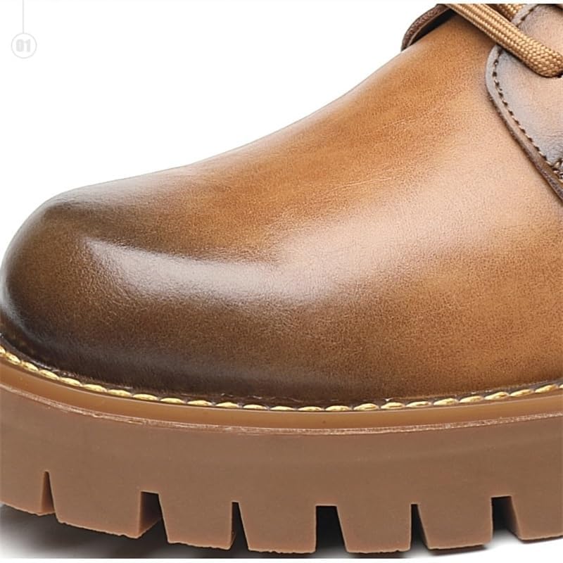 Men's British Business Leather Shoes Big Lace-up Soft Surface Casual Work Thick Sole Slip Resistant Rubber Dress for Men