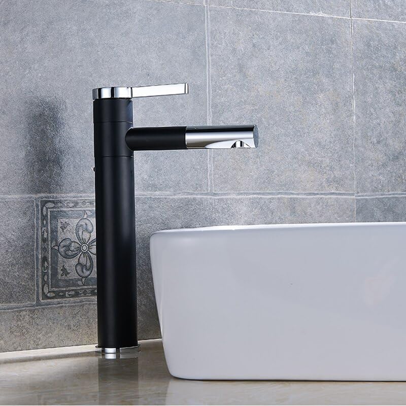 Robinet de lavabo salle de bain mitigeur chaud et froid en laiton blanc ou noir pour vasque
