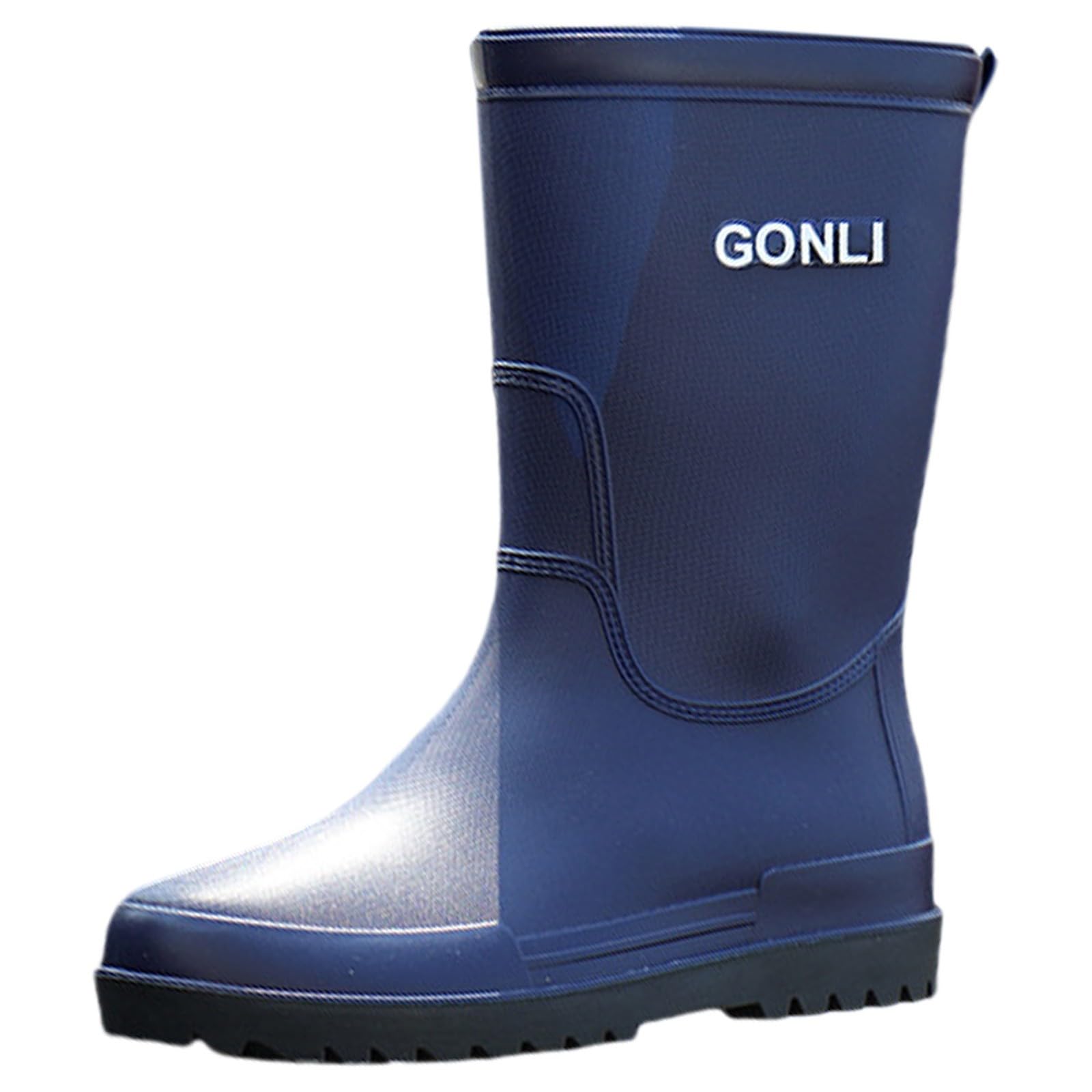 Botas de goma para hombre, botas de lluvia de media altura, botas de lluvia antideslizantes, botas de goma impermeables, botines de Wellington Botines de lluvia para exteriores, botas de jardín, botas