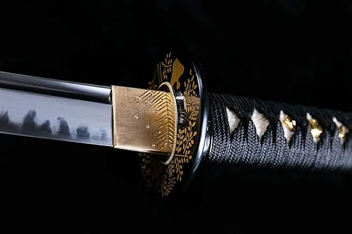 Miniatura 5 de Handforged Samurai Katana Sword - Damascus10601095 High Carbon Steel, Full Tang, Iron Tsuba, Solid Wood Saya - Real Functional Sharp Blade for