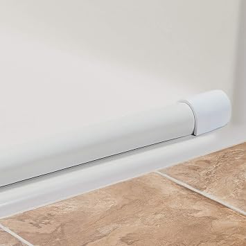Collapsible Shower Dam - Water Threshold Barrier Stopper for Curb Free Shower/Easy Wheelchair Roll in/Use with Weighted Curtain for Full Splash Guard/White EPDM/90 Degree End Caps/ 72"