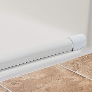 Collapsible Shower Dam - Water Threshold Barrier Stopper for Curb Free Shower/Easy Wheelchair Roll in/Use with Weighted Curtain for Full Splash Guard/White EPDM/90 Degree End Caps/ 66"