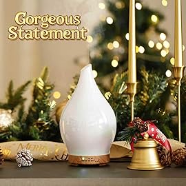 Porseme 150ml Essential Oil Diffuser Glass Color Changing Aroma Air Diffusers Aromatherapy Ultrasonic Cool Mist Humidifier 6 Running Hours Waterless Auto-Off for Sleeping Yoga Office Spa (White Jade)